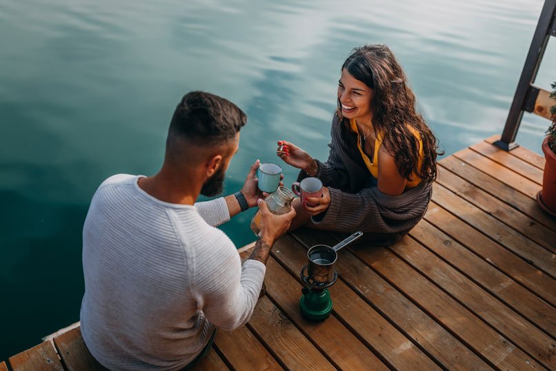 cappuccino - couple on a dock - go joe bean